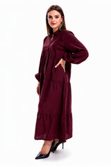 Bordeaux Maxijurk Met Knoopsluiting — Plus - Size
