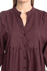 Bordeaux Maxijurk Met Knoopsluiting — Plus - Size