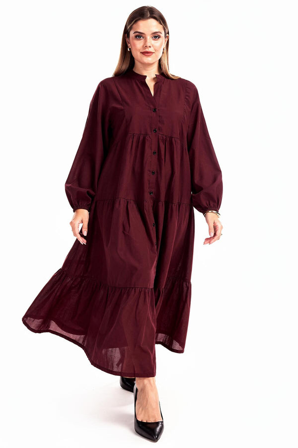 Bordeaux Maxijurk Met Knoopsluiting — Plus - Size