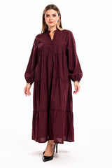 Bordeaux Maxijurk Met Knoopsluiting — Plus - Size