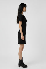 Ottoman - Kleid Mit Nadelverschluss, Schwarz