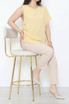 Tencel - Bluse Mit Seitlichen Falten – Gelb