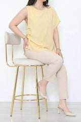 Tencel - Bluse Mit Seitlichen Falten – Gelb