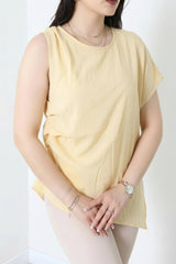 Tencel - Bluse Mit Seitlichen Falten – Gelb