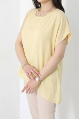 Tencel - Bluse Mit Seitlichen Falten – Gelb