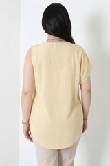 Tencel - Bluse Mit Seitlichen Falten – Gelb
