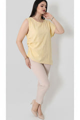 Tencel - Bluse Mit Seitlichen Falten – Gelb