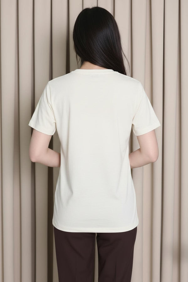 Wit T‑Shirt Met Stenen Tasmotief