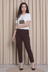 Wit T‑Shirt Met Stenen Tasmotief