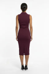 Pruim Ottoman Maxi - Jurk Met Knoopsluiting