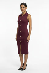 Pruim Ottoman Maxi - Jurk Met Knoopsluiting