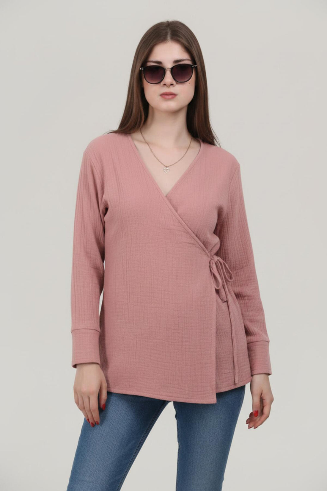 Mousseline Wikkel Kimono - Tuniek — Roze