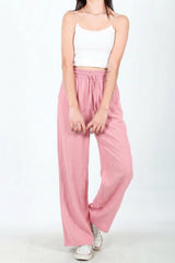 Weite Baumwoll‑Leinen‑Hose – Rosa