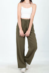 Weit Geschnittene Baumwoll‑Leinen‑Hose – Khaki