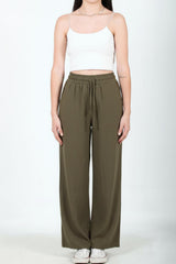 Weit Geschnittene Baumwoll‑Leinen‑Hose – Khaki