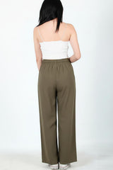 Weit Geschnittene Baumwoll‑Leinen‑Hose – Khaki