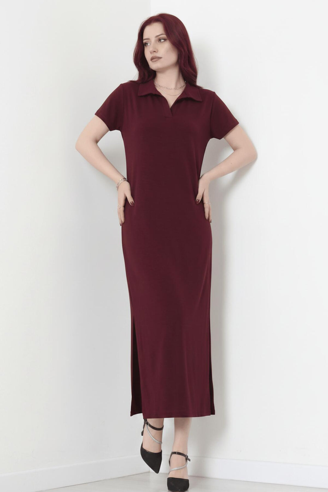 Pruim Maxi - Jurk Met Kraag En Split