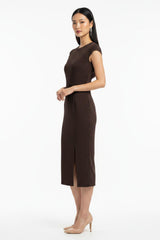 Geplooide Taillejurk Met Steendecoratie — Bruin