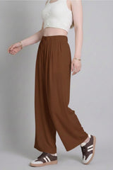 Tencel Harembroek Met Geplooide Zoom — Bruin