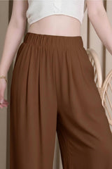Tencel Harembroek Met Geplooide Zoom — Bruin