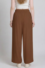Tencel Harembroek Met Geplooide Zoom — Bruin