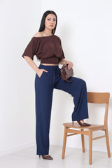 Çilek Wijde Broek — Marineblauw