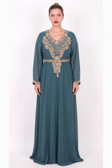 Langes Abendkleid Mit Steinbesatz – Mint – Große Größe