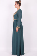 Langes Abendkleid Mit Steinbesatz – Mint – Große Größe