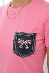 T‑Shirt Met Geborduurde Jeanszak, Roze