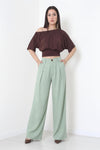Tencel Plissébroek Met Elastische Taille – Kaki