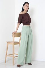Tencel Plissébroek Met Elastische Taille – Kaki