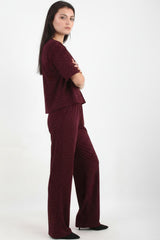 Bordeaux Set Met Sierstenen, Ronde Hals