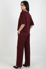 Bordeaux Set Met Sierstenen, Ronde Hals