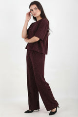 Bordeaux Set Met Sierstenen, Ronde Hals