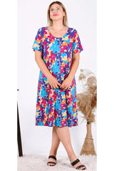 Kurzarmkleid Große Größen – Blau