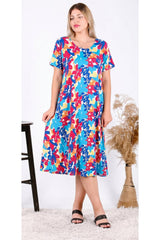 Kurzarmkleid Große Größen – Blau