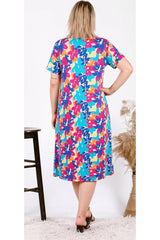 Kurzarmkleid Große Größen – Blau