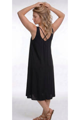 Gemustertes Kleid Mit Gekreuzten Trägern — Schwarz