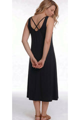 Gemustertes Kleid Mit Gekreuzten Trägern — Schwarz