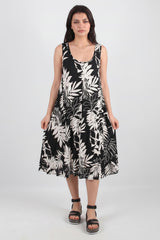 Gemustertes Kleid Mit Gekreuzten Trägern — Ecru