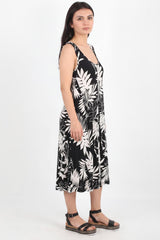 Gemustertes Kleid Mit Gekreuzten Trägern — Ecru