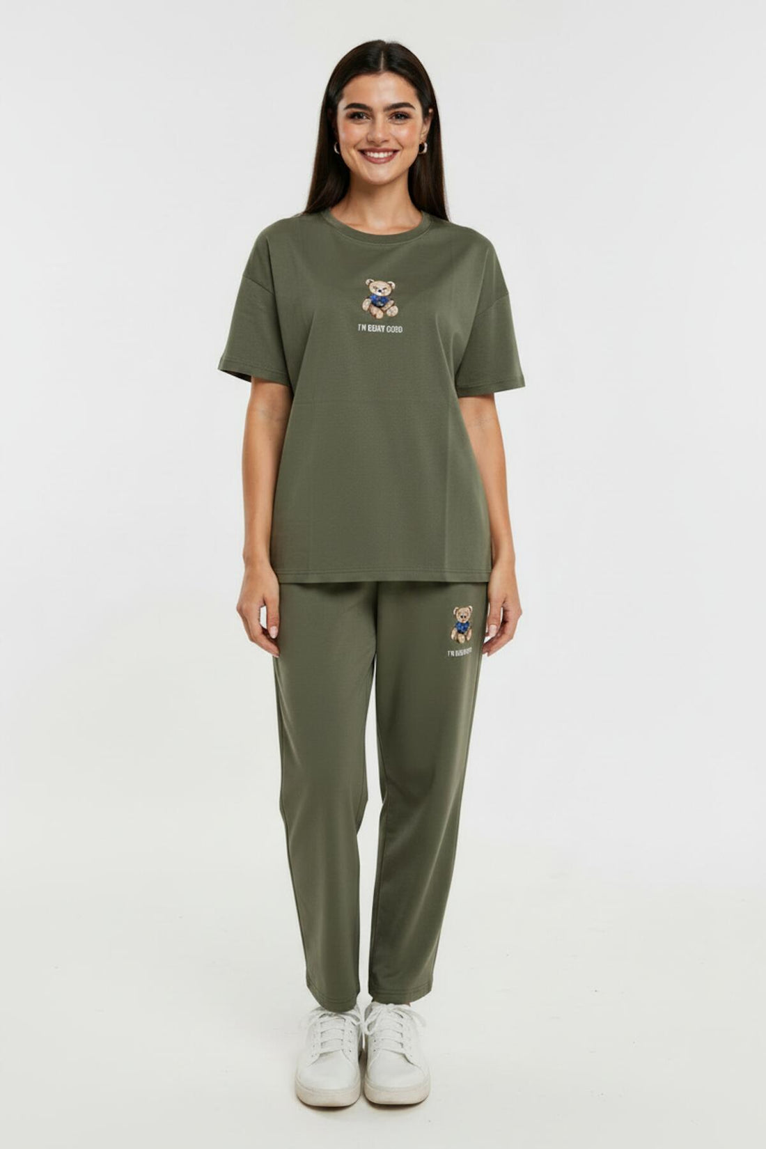 T‑Shirt‑Set Mit Bären‑Stick — Khaki