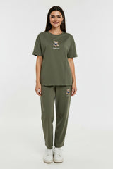 T‑Shirt‑Set Mit Bären‑Stick — Khaki