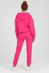 Dames Drie - Draads Trainingspak Met Korte Capuchon — Fuchsia
