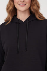 Drie‑Draad Cropped Hooded Trainingspak — Zwart