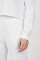 Drie‑Draad Cropped Hooded Trainingspak — Off - White