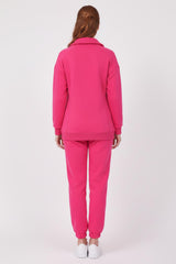 Drie‑Draad V‑Hals Trainingspak — Fuchsia