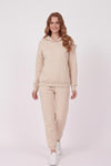 Dames 3‑Draads V‑Hals Trainingspak – Beige