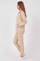 Dames 3‑Draads V‑Hals Trainingspak – Beige