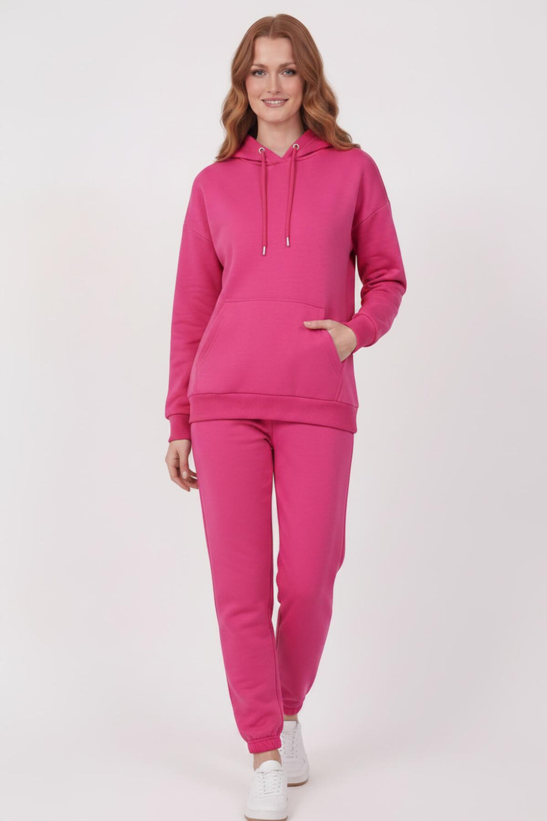 Dames Hoodie - Trainingspak, Driedraads Stof — Fuchsia